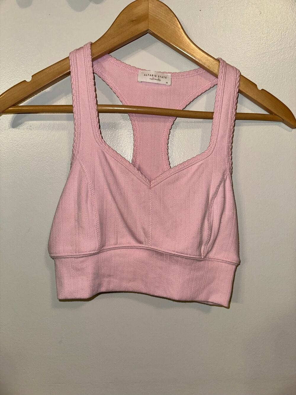 Altar’d State Intimates Pink Ribbed Racerback Bralette Crop Top Size M